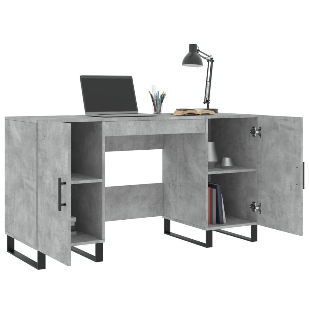 vidaXL Desk Concrete Grey 140x50x75 cm Engineered Wood