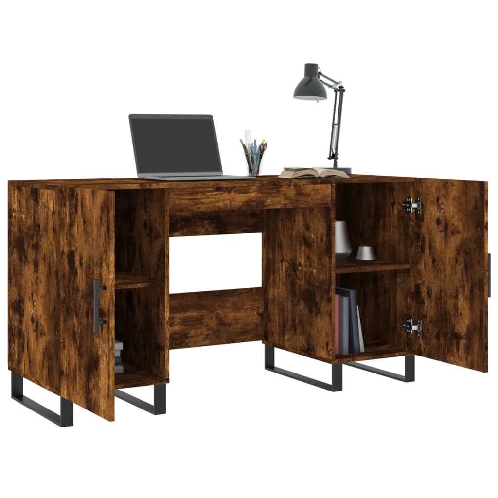 vidaXL Desk Smoked Oak 140x50x75 cm Engineered Wood