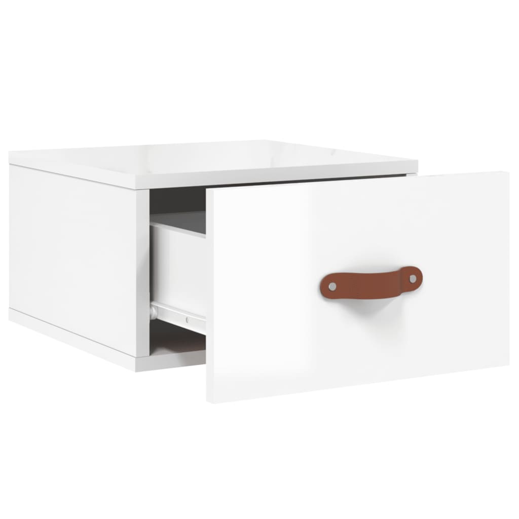 vidaXL Wall-mounted Bedside Cabinets 2 pcs High Gloss White 35x35x20 cm