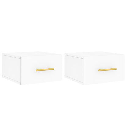 vidaXL Wall-mounted Bedside Cabinet | Set of 2 | White | Engineered wood