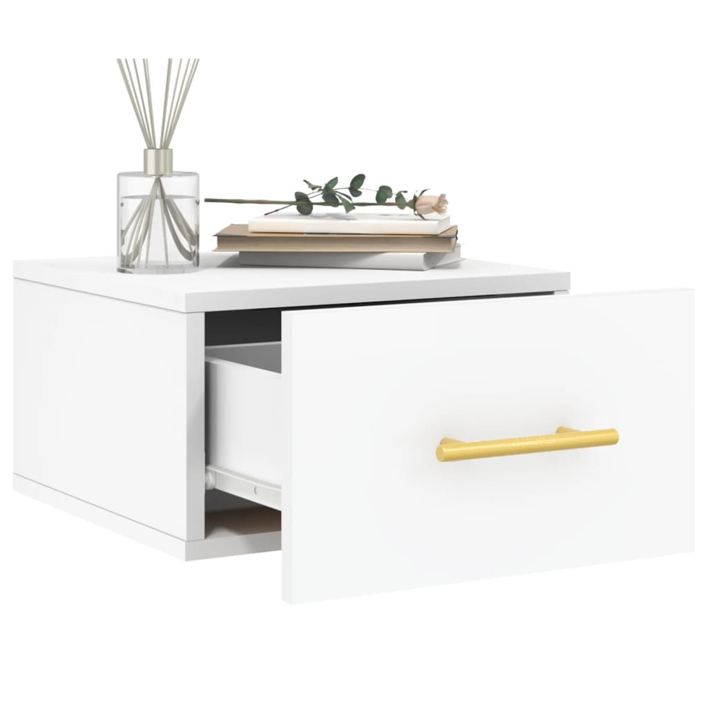 vidaXL Wall-mounted Bedside Cabinet | Set of 2 | White | Engineered wood