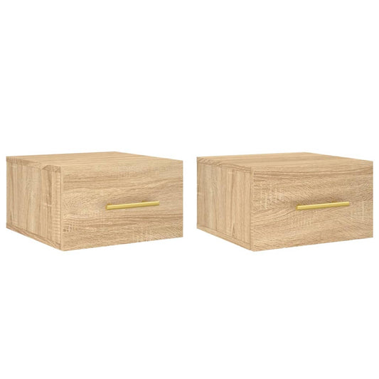 vidaXL Wall-mounted Bedside Cabinet | Set of 2 | Sonoma oak | Engineered wood