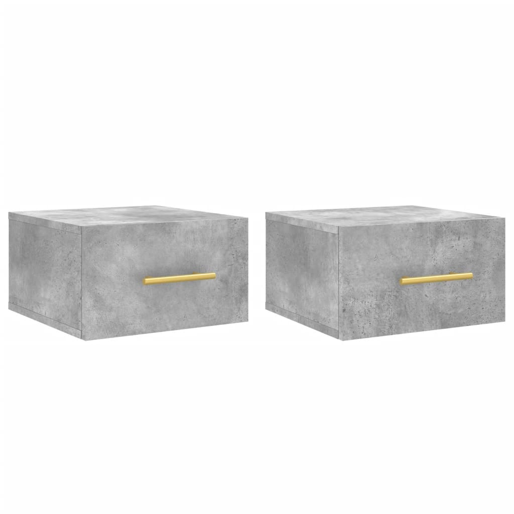 vidaXL Wall-mounted Bedside Cabinet | Set of 2 | Concrete grey | Engineered wood