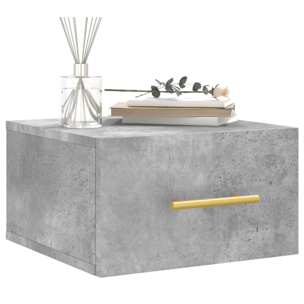 vidaXL Wall-mounted Bedside Cabinet | Set of 2 | Concrete grey | Engineered wood