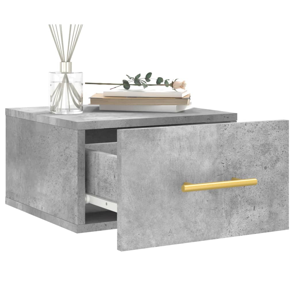 vidaXL Wall-mounted Bedside Cabinet | Set of 2 | Concrete grey | Engineered wood