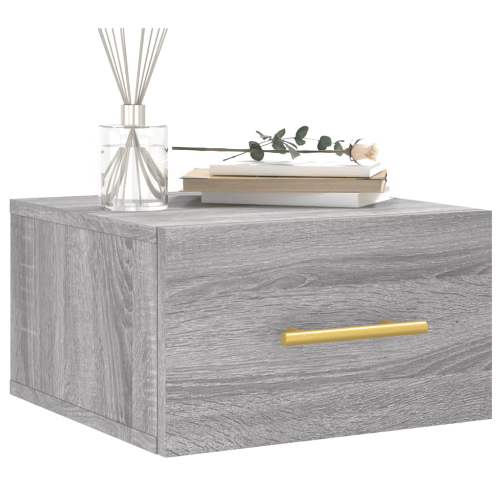vidaXL Wall-mounted Bedside Cabinet Grey Sonoma 35x35x20 cm