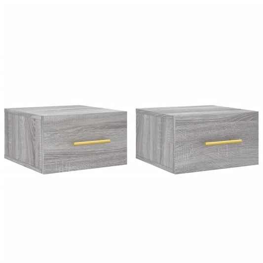 vidaXL Wall-mounted Bedside Cabinet | Set of 2 | Grey sonoma | Engineered wood