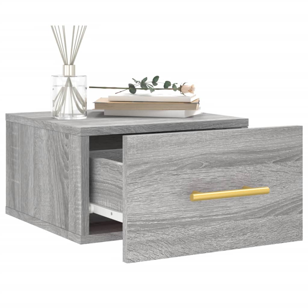 vidaXL Wall-mounted Bedside Cabinet | Set of 2 | Grey sonoma | Engineered wood