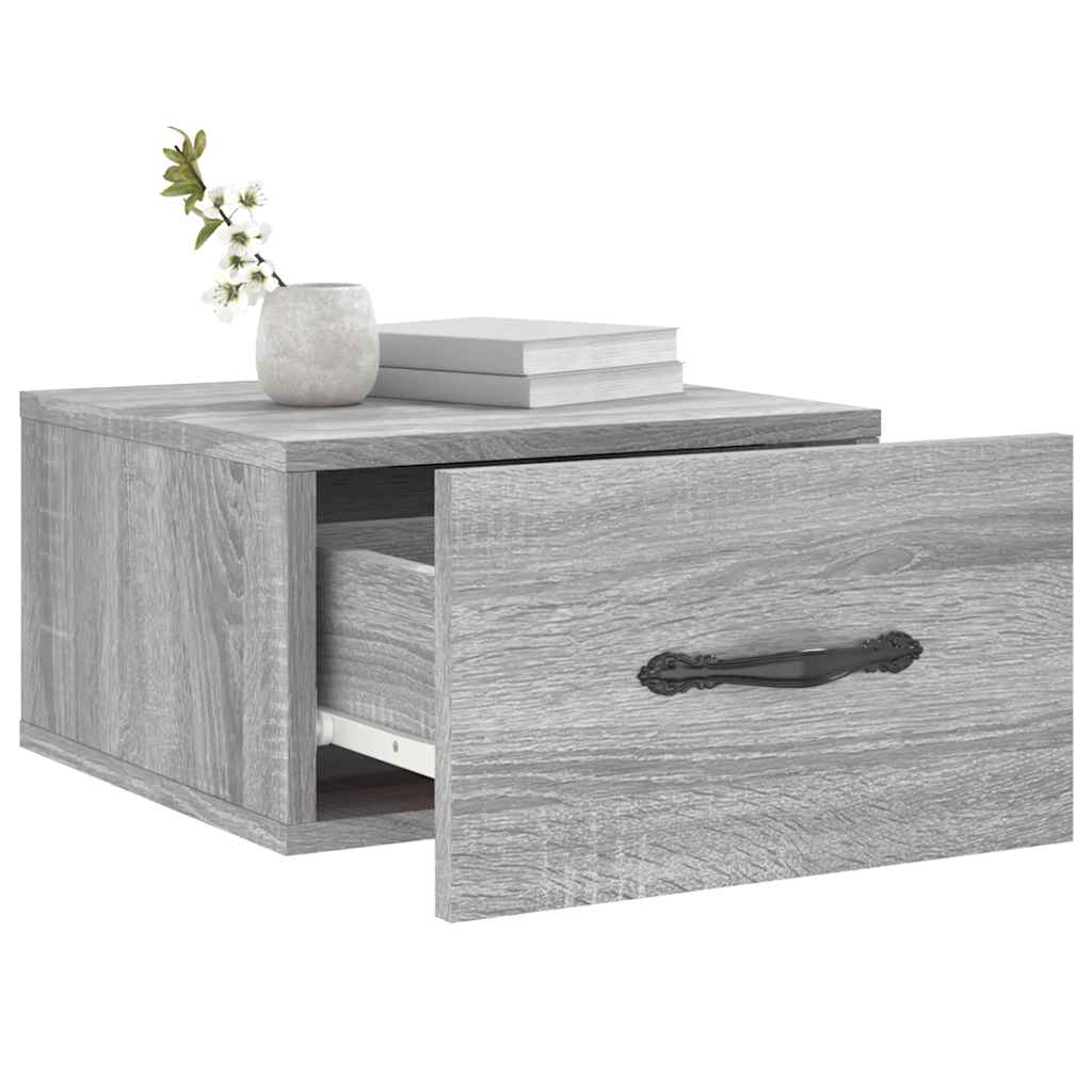 vidaXL Wall-mounted Bedside Cabinet Grey Sonoma 35x35x20 cm