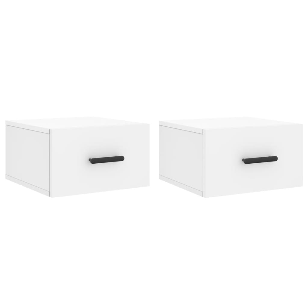 vidaXL Wall-mounted Bedside Cabinet | Set of 2 | White | Engineered wood