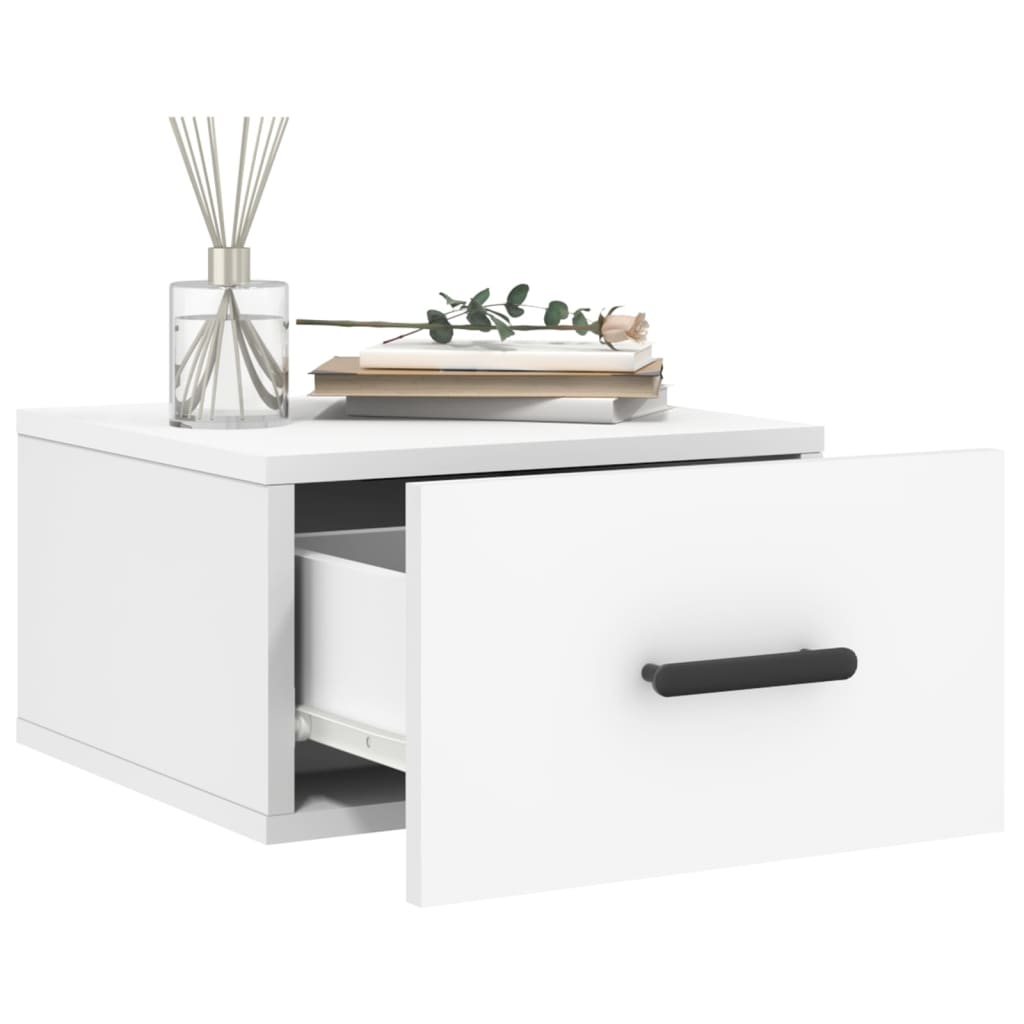 vidaXL Wall-mounted Bedside Cabinet | Set of 2 | White | Engineered wood