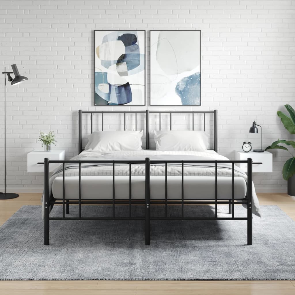 vidaXL Wall-mounted Bedside Cabinet | Set of 2 | White | Engineered wood