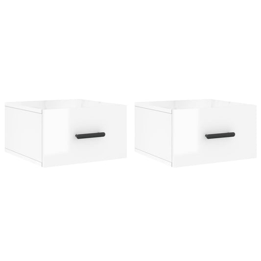 vidaXL Wall-mounted Bedside Cabinet | Set of 2 | High gloss white