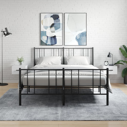 vidaXL Wall-mounted Bedside Cabinet | Set of 2 | High gloss white