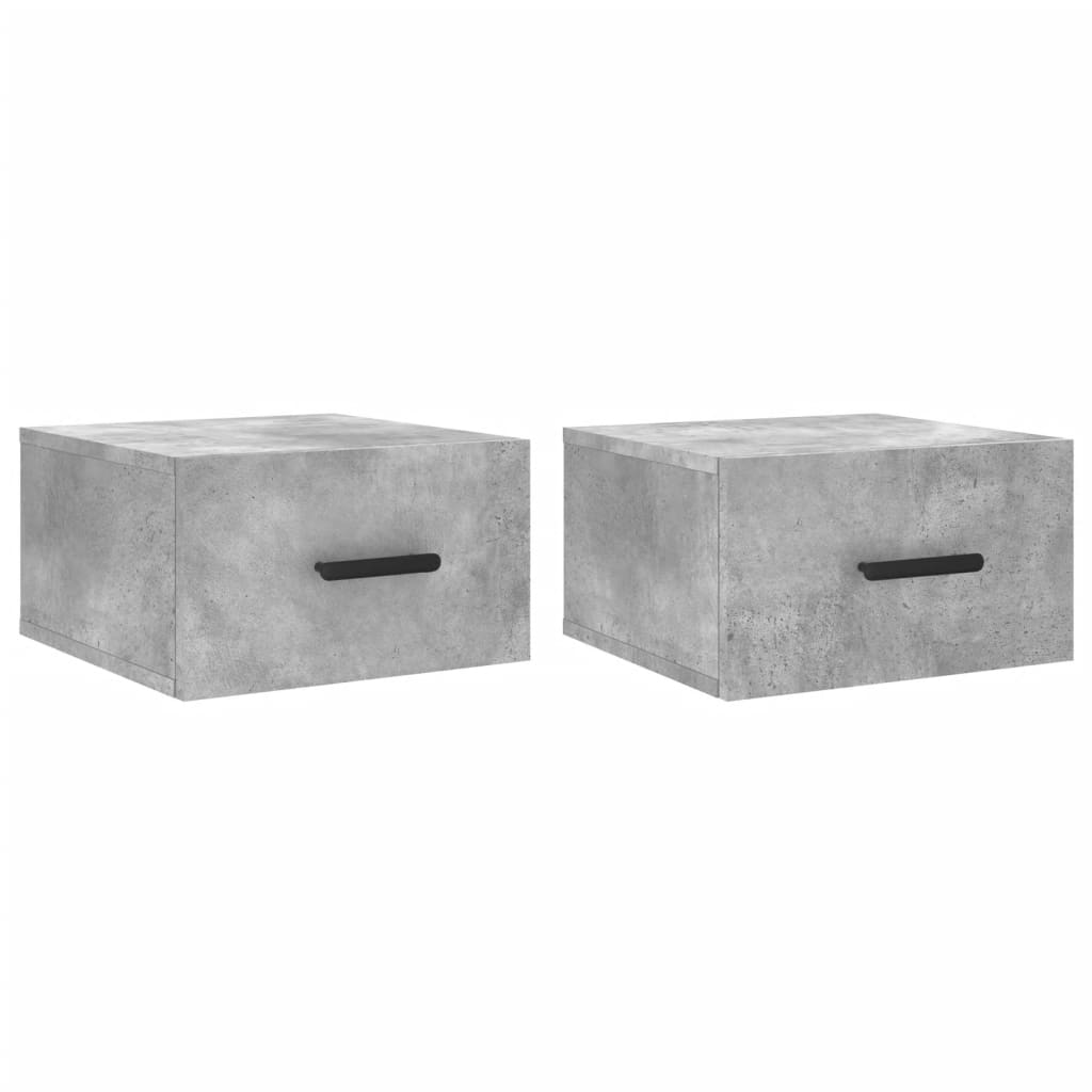 vidaXL Wall-mounted Bedside Cabinets 2 pcs Concrete Grey 35x35x20 cm