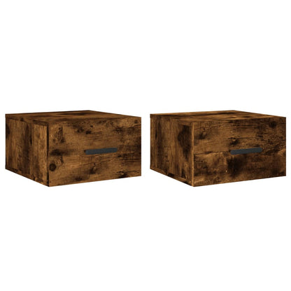 vidaXL Wall-mounted Bedside Cabinets 2 pcs Smoked Oak 35x35x20 cm