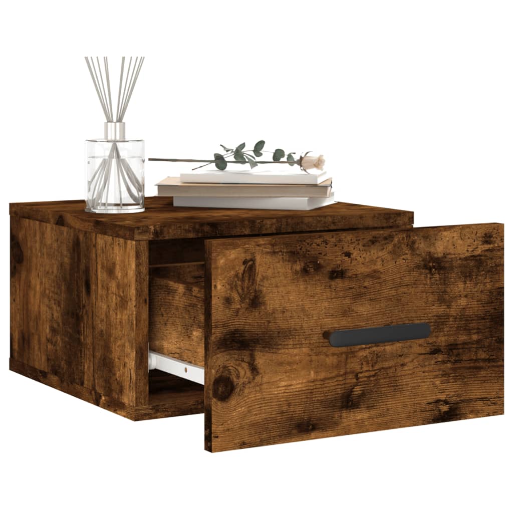 vidaXL Wall-mounted Bedside Cabinets 2 pcs Smoked Oak 35x35x20 cm