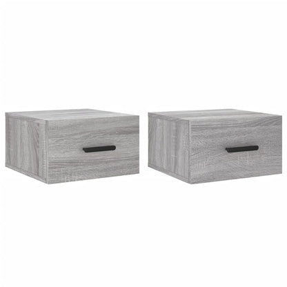 vidaXL Wall-mounted Bedside Cabinet | Set of 2 | Grey sonoma | Engineered wood