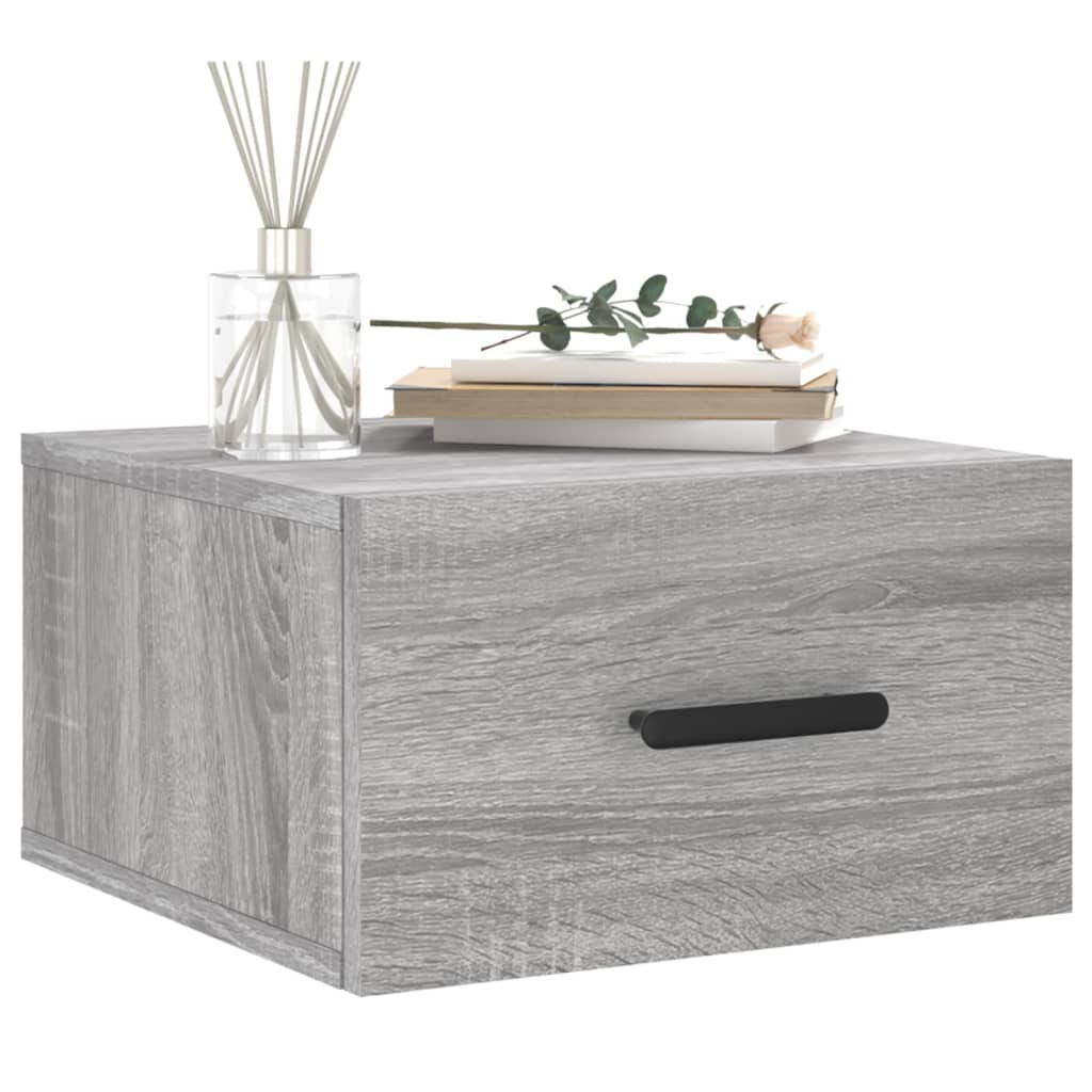 vidaXL Wall-mounted Bedside Cabinet | Set of 2 | Grey sonoma | Engineered wood