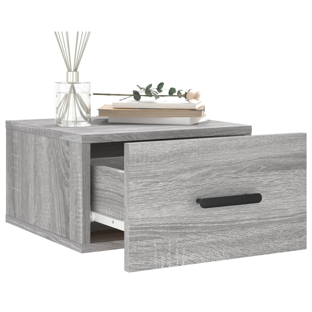 vidaXL Wall-mounted Bedside Cabinet | Set of 2 | Grey sonoma | Engineered wood