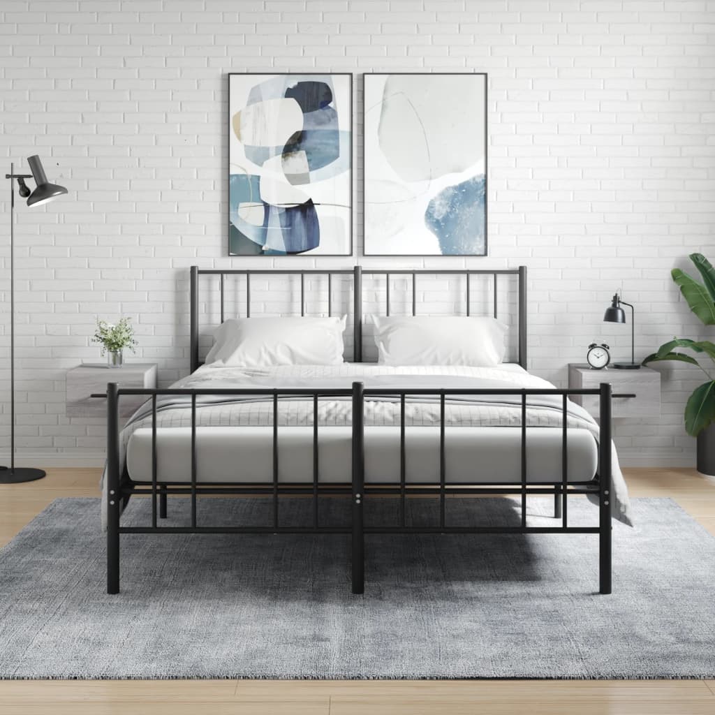 vidaXL Wall-mounted Bedside Cabinet | Set of 2 | Grey sonoma | Engineered wood