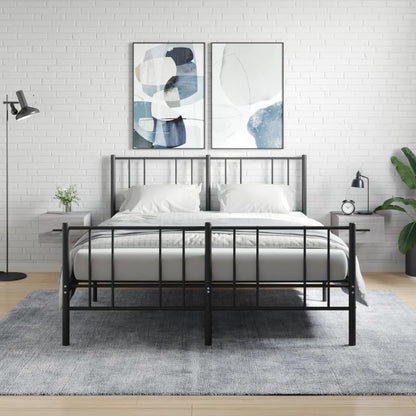 vidaXL Wall-mounted Bedside Cabinet | Set of 2 | Grey sonoma | Engineered wood