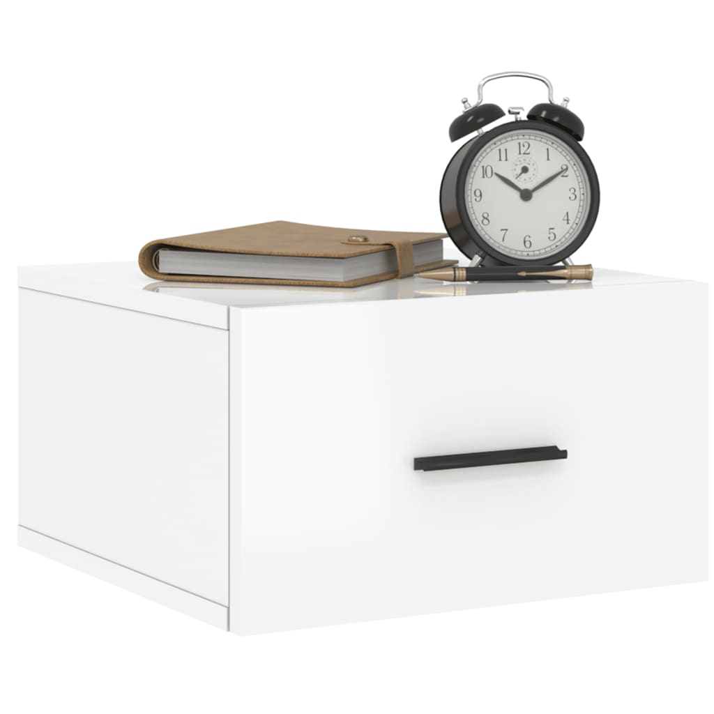 vidaXL Wall-mounted Bedside Cabinets 2 pcs High Gloss White 35x35x20 cm