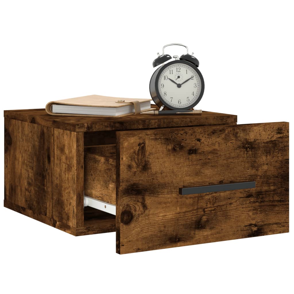 vidaXL Wall-mounted Bedside Cabinet Smoked Oak 35x35x20 cm