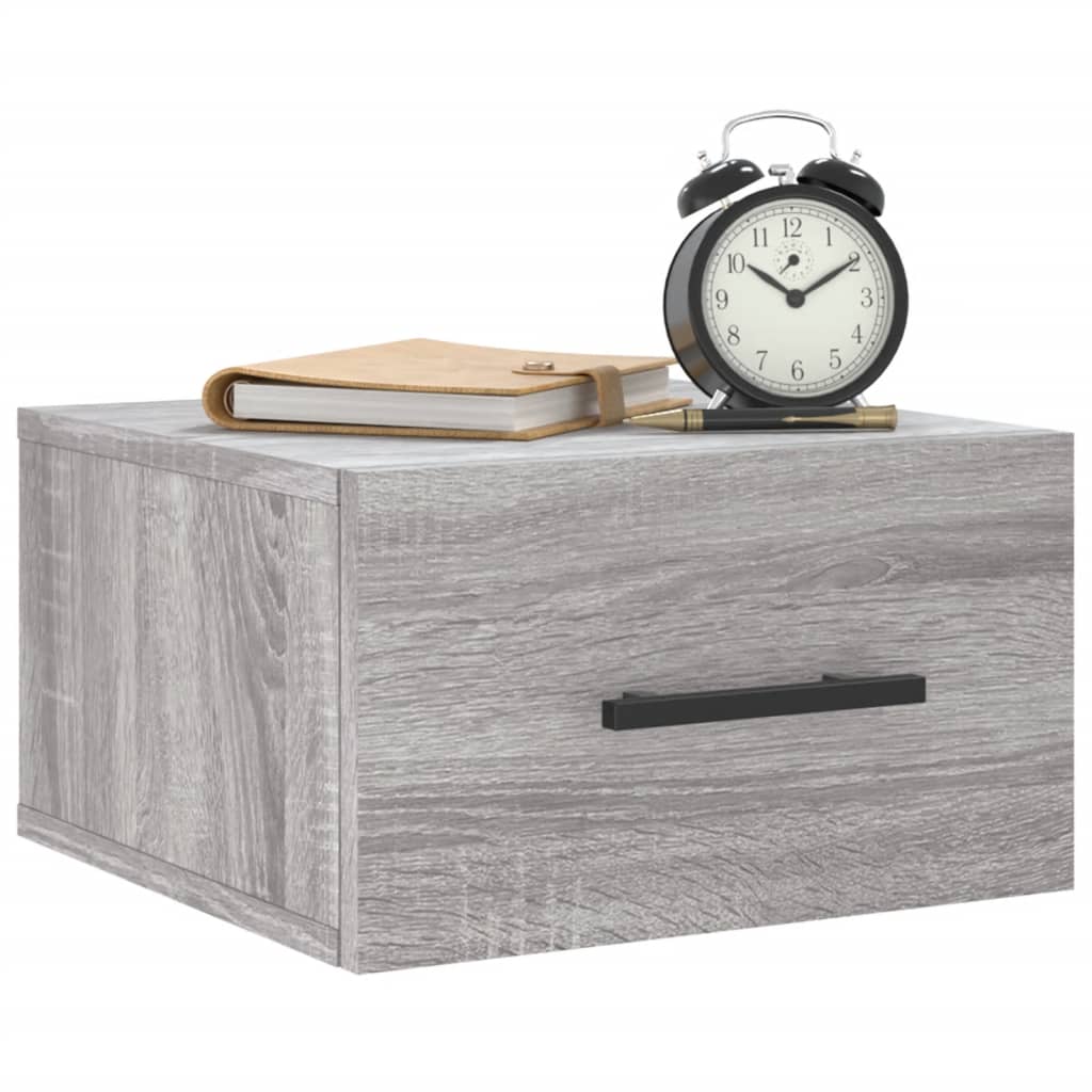 vidaXL Wall-mounted Bedside Cabinet Grey Sonoma 35x35x20 cm