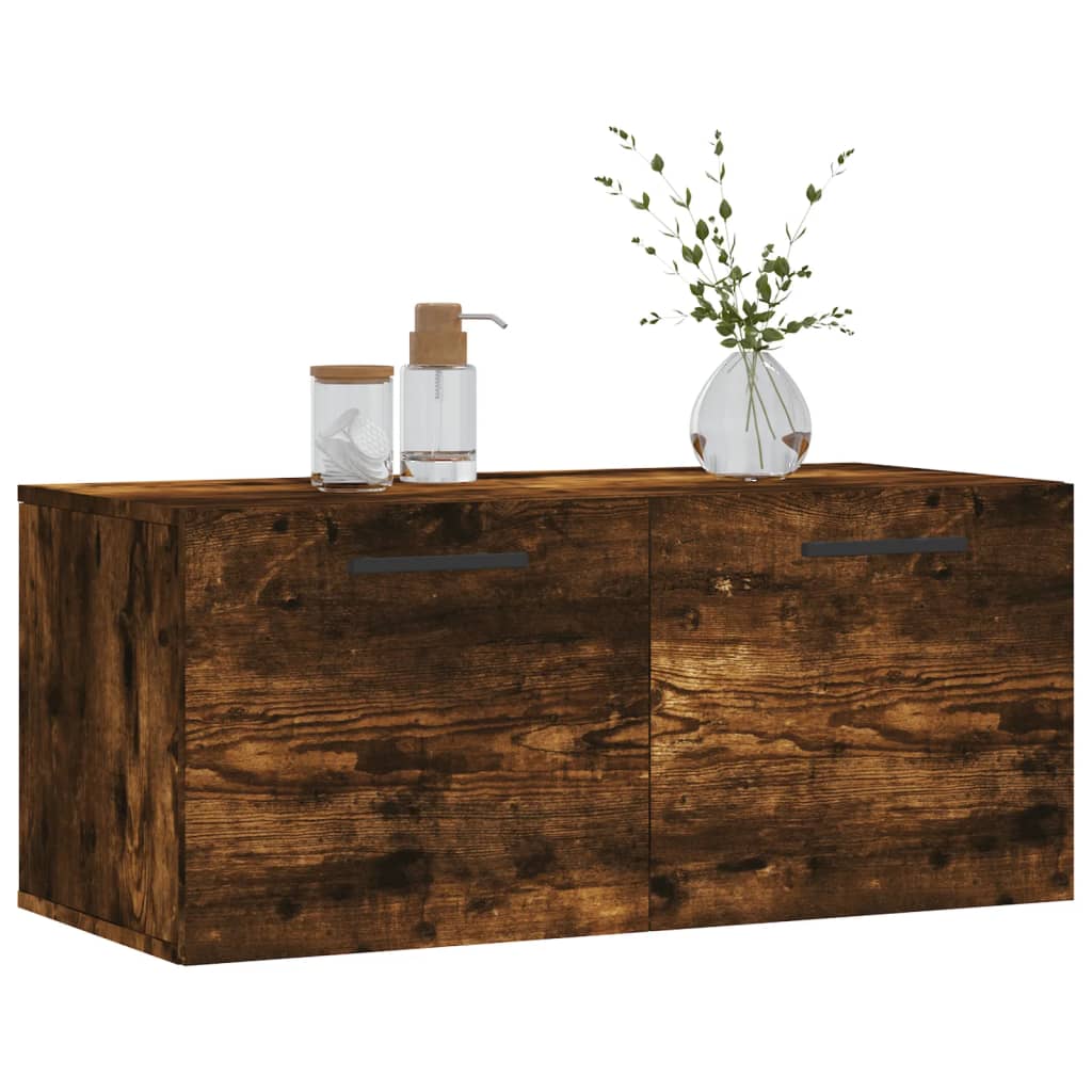 vidaXL Wall Cabinet Smoked Oak 80x36,5x35 cm Engineered Wood