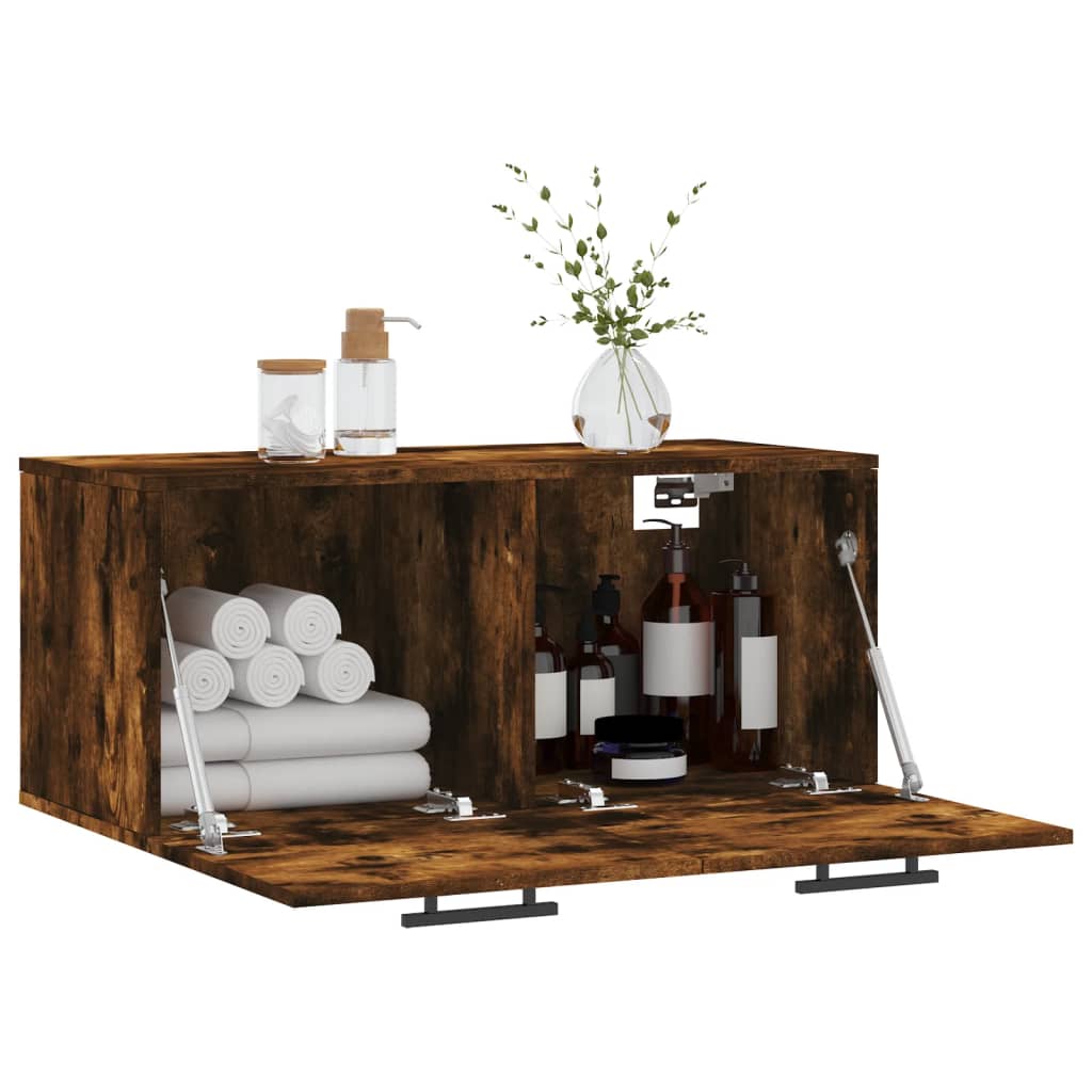 vidaXL Wall Cabinet Smoked Oak 80x36,5x35 cm Engineered Wood