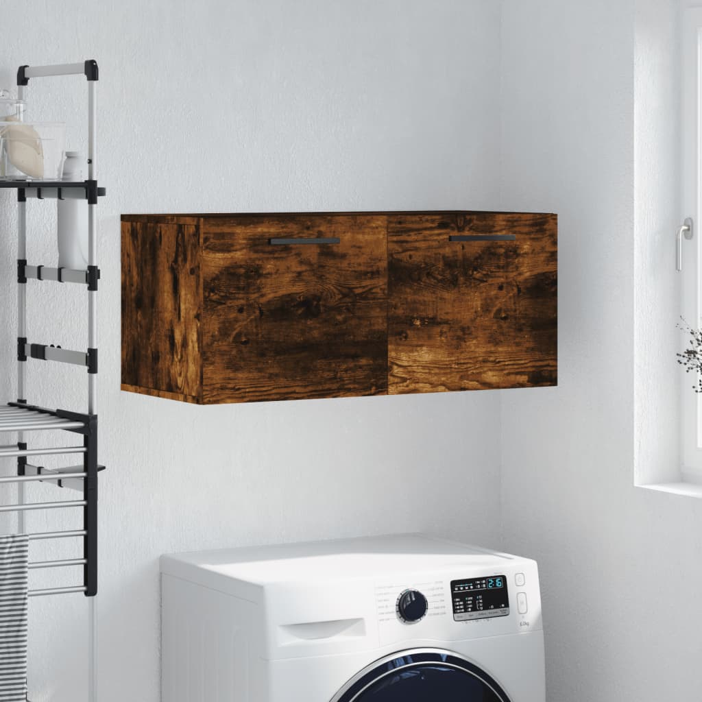 vidaXL Wall Cabinet Smoked Oak 80x36,5x35 cm Engineered Wood