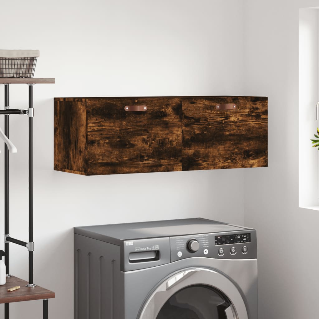 vidaXL Wall Cabinet Smoked Oak 100x36.5x35 cm Engineered Wood