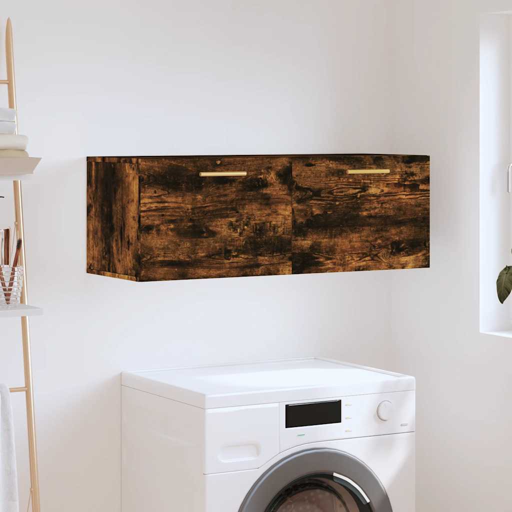 vidaXL Wall Cabinet Smoked Oak 100x36,5x35 cm Engineered Wood