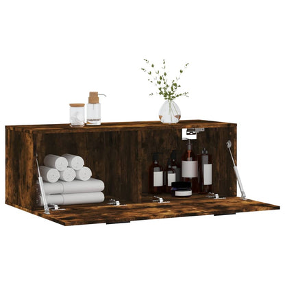 vidaXL Wall Cabinet Smoked Oak 100x36,5x35 cm Engineered Wood