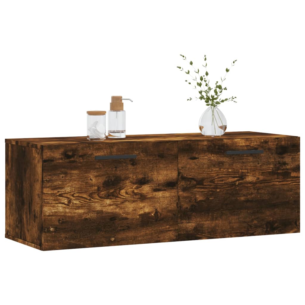 vidaXL Wall Cabinet Smoked Oak 100x36,5x35 cm Engineered Wood