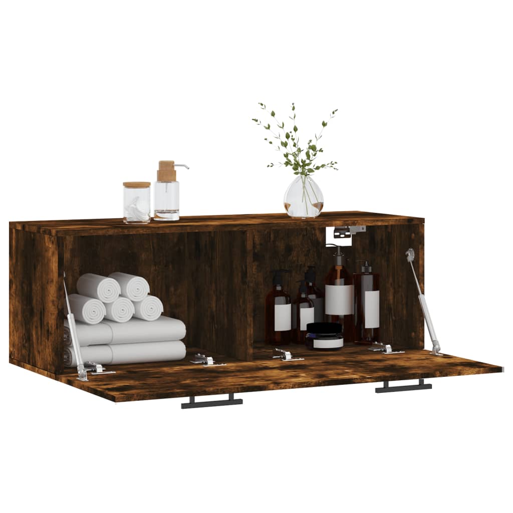 vidaXL Wall Cabinet Smoked Oak 100x36,5x35 cm Engineered Wood