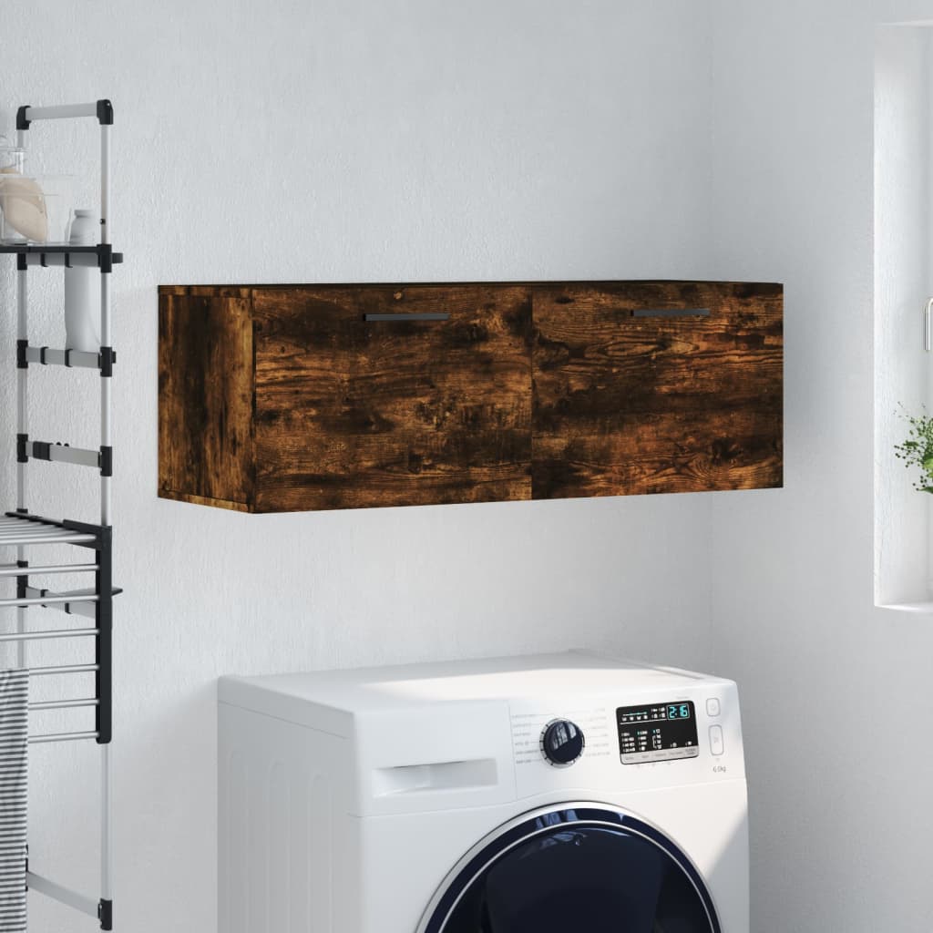 vidaXL Wall Cabinet Smoked Oak 100x36,5x35 cm Engineered Wood