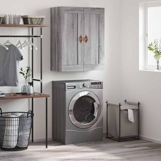 vidaXL Wall Mounted Cabinet Grey Sonoma 69,5x34x90 cm Engineered Wood