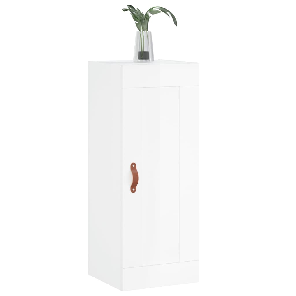 vidaXL Wall Mounted Cabinet High Gloss White 34.5x34x90 cm Engineered Wood