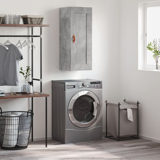 vidaXL Wall Mounted Cabinet Concrete Grey 34.5x34x90cm Engineered Wood