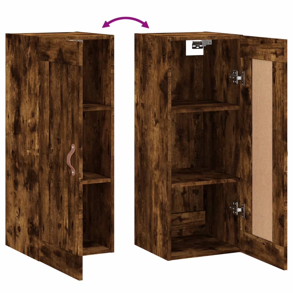 vidaXL Wall Mounted Cabinet Smoked Oak 34.5x34x90 cm Engineered Wood