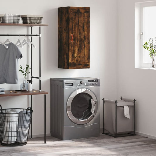 vidaXL Wall Mounted Cabinet Smoked Oak 34,5x34x90 cm Engineered Wood