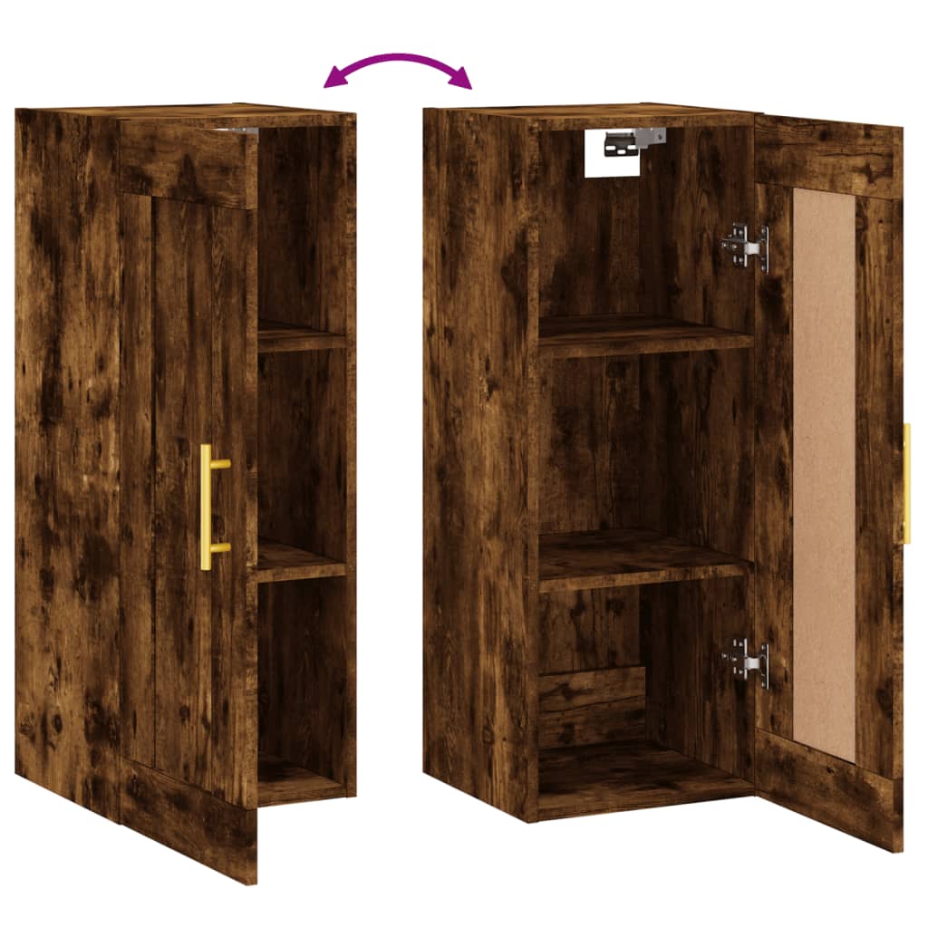 vidaXL Wall Mounted Cabinet Smoked Oak 34.5x34x90 cm Engineered Wood