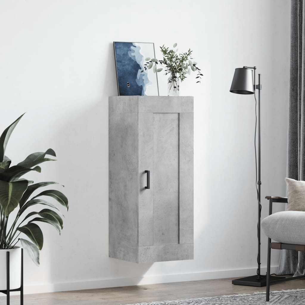 vidaXL Wall Mounted Cabinet Concrete Grey 34,5x34x90 cm Engineered Wood
