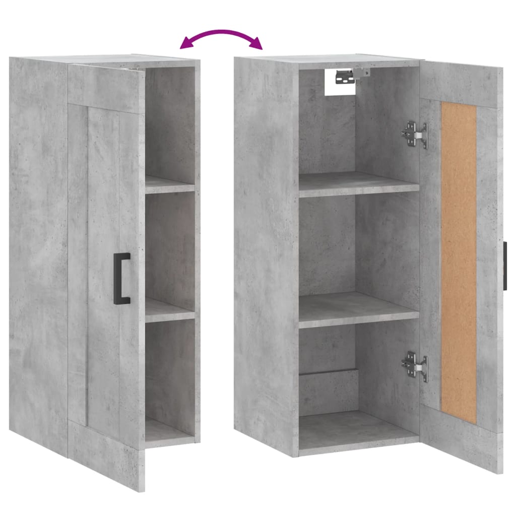 vidaXL Wall Mounted Cabinet Concrete Grey 34,5x34x90 cm Engineered Wood
