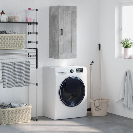 vidaXL Wall Mounted Cabinet Concrete Grey 34,5x34x90 cm Engineered Wood