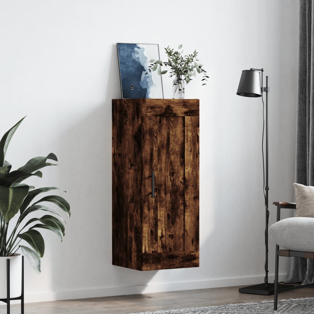 vidaXL Wall Mounted Cabinet Smoked Oak 34,5x34x90 cm Engineered Wood