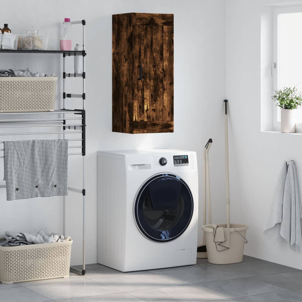 vidaXL Wall Mounted Cabinet Smoked Oak 34,5x34x90 cm Engineered Wood