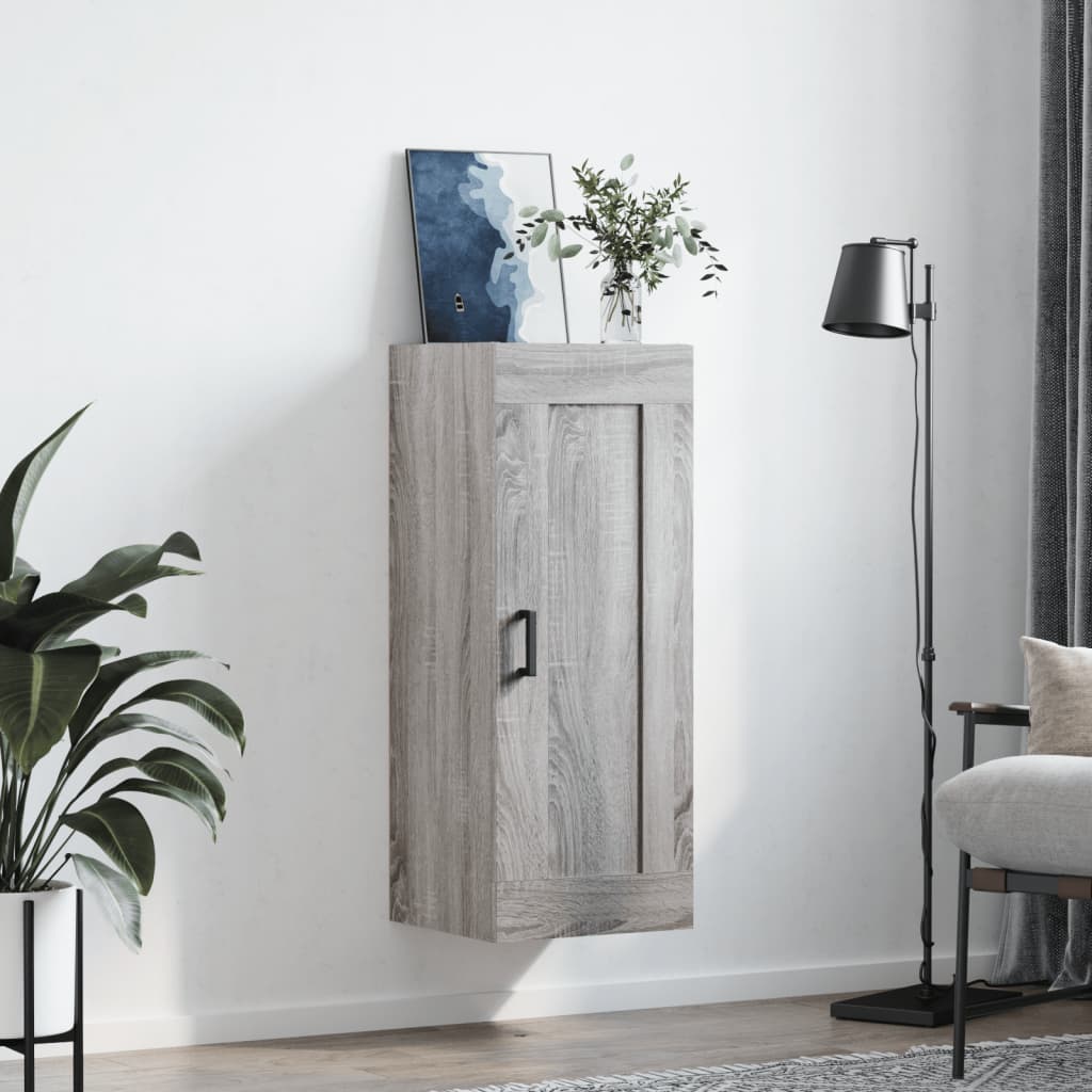 vidaXL Wall Mounted Cabinet Grey Sonoma 34,5x34x90 cm Engineered Wood